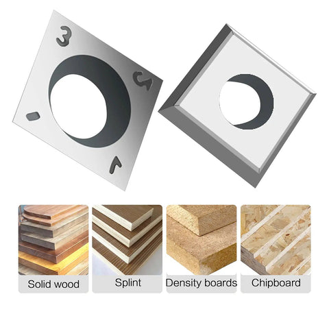 14mm Carbide Square Inserts Set For CNC Router Bits Replacement 14x14x2mm with wood surface examples