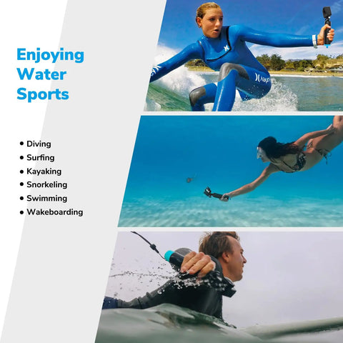 Floating GoPro Hand Grip Accessory Floaty Stick Waterproof Handle For GoPro Hero with Bright Blue Cap used in various water sports