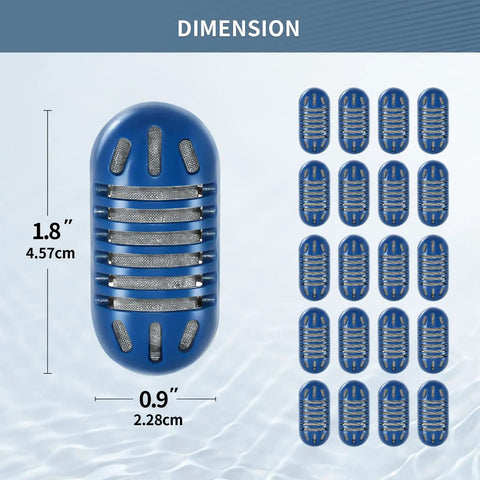 20 Pack Demineralizer Cartridges For Ultrasonic Humidifiers Replacement Tablets with dimensions and grid of 20 cartridges