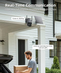 Solar Powered Outdoor Security Camera Wireless 2K WiFi With 360 Degree PTZ Color Night Vision PIR Motion Sensor Two Way Talk