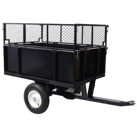 Heavy Duty Steel Dump Cart For Lawn And Garden Haul 750 Lb Capacity 22 Cubic Feet Tow Behind Utility Trailer With Removable Sides