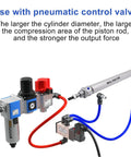Mini Pneumatic Cylinder 16mm Bore 150mm Stroke Double Acting With Y Connector And Two Pneumatic Quick Fittings MAL16x150 setup