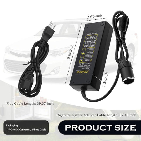 Straight Out The Outlet To Ride Ready Power This Heavy Duty Three Pin AC To DC Converter with plug and adapter cables.