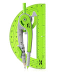 Geometry Compass And Protractor Set For Math And Drafting, 6 Inch Compass With Protective Case, Green Color, Dope Tool For Circles