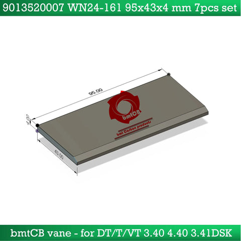 Carbon Vane Kit For Becker Pump 7 Piece Set Replacement Vanes 95x43x4mm OEM 90135200007 WN124-161, illustration