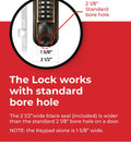 Mechanical Keyless Combination Latch Door Lock With Flat Spindle Double Sided Keypads For Gates Fences And Windows No Battery Or Power Needed Bump Key Proof Oil Rubbed Bronze Finish Not A Deadbolt with standard bore hole dimensions.