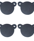 Four Pack AR500 Laser Cut Steel Shooting Target Gongs, Three-Inch By Quarter-Inch, with Easy Mount Holes for stable hanging.