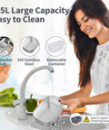 Woman cleaning 1.5L stainless steel container of Electric Lunch Box For Adults, Fast 80W Heats Up Meals, Portable Food Warmer