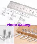 390 Pcs Aluminum Flat Head Semi Tubular Rivet Kit in 12 Sizes M3 M4 M5 M6 with ruler measurement for DIY projects