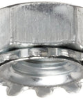 Zinc Plated Steel Hex Nut showing 5/16 Inch 18 Thread Coarse, Right Hand Threads for DIY and industrial use.