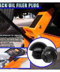 6 Pack Bottle Jack Oil Filler Plugs, 8mm Rubber Hydraulic Filler Plugs for Floor Jacks, close-up and installed view