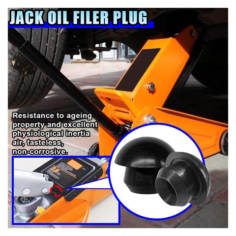 6 Pack Bottle Jack Oil Filler Plugs, 8mm Rubber Hydraulic Filler Plugs for Floor Jacks, close-up and installed view