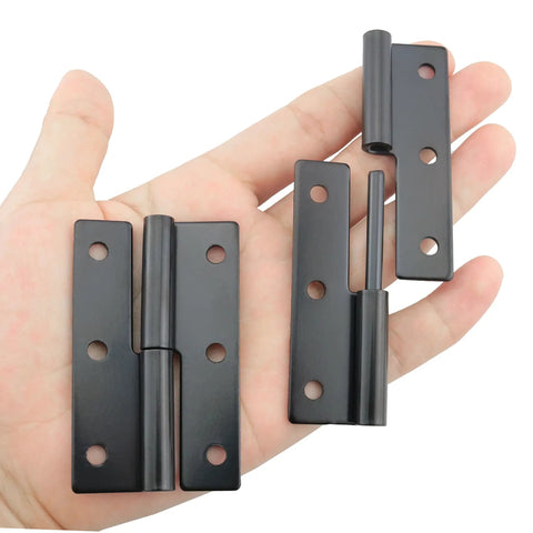 Beefy 2.5 Inch Black Lift Off Hinge Set For Left Handed Doors Mini 304 Stainless Steel With Screws Detachable Slip Joint Small Flag Rising Butt Hinges Hardware For Cabinets And Doors Heavy Duty Rust Resistant, black lift-off hinges in hand