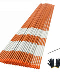 50 Pack 48 Inch Driveway Marker Set With 1/4 Inch Fiberglass Reflective Snow Stakes, Steel Drill Bit And Protection Gloves For Parking Lots And Walkways