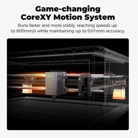 Front view of Creality Falcon A1 10W laser engraver with enclosed housing and rail system.