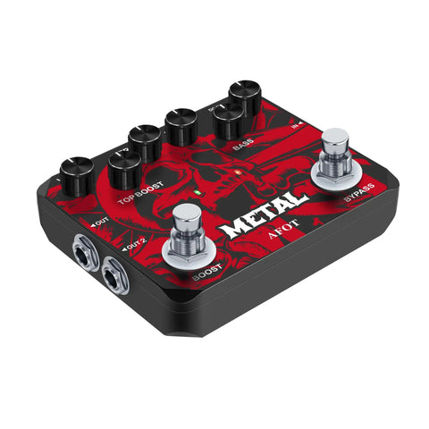 Beefy Metal Distortion Guitar Pedal With True Bypass High Gain Clarity Muff Top Boost Earphone Output Red Design