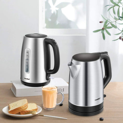 Two 1.7L Stainless Steel Electric Tea Kettles With LED Light, BPA Free, Auto Shut Off, Boil Dry Protection, 1500W Fast Boil