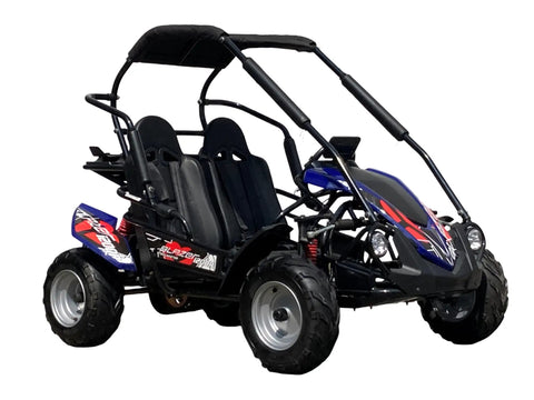 Electric Youth Go Kart With Reverse, Dual Speed Modes 15 MPH And 27 MPH, 60V 1.8KW Motor, 48V 29Ah Lithium Battery, Mid Size Kid Cart, Blue Body Kit