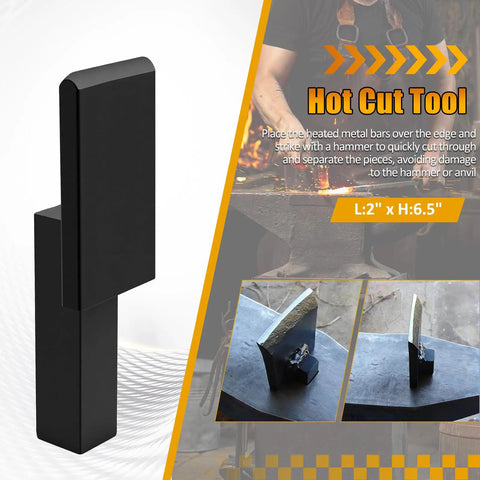 Close-up of hot cut tool from 1 Inch Blacksmith Hardy Hole Tools Kit 5 Piece Set For Forge Metalworking And Knife Making Includes Hot Cut Creasing Stake Bottom Fuller Turning Bending Scrolling And Twisting Heavy Duty Steel