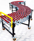 Wide Adjustable Unpowered Conveyor Table With Flexible Rollers, Workhorse Extendable Length 11.8-66.9 Inches, height 31.5-47.2