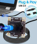 16MP Wide Angle USB Camera Module With 180 Degree Fisheye Lens For Linux Windows Android Mac, connected to laptop