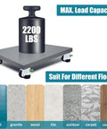 Heavy Duty Stem Leveling Casters Set Of 4, 2200 Lbs Load Capacity on different floor types