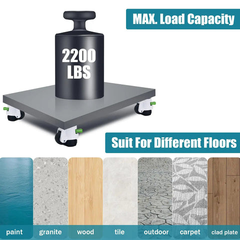 Heavy Duty Stem Leveling Casters Set Of 4, 2200 Lbs Load Capacity on different floor types