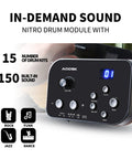 Electric Drum Set for Beginners With 150 Sounds and Quiet Pads 2 Pedals Ready To Jam Throne Sticks Headphones Included Portable Foldable Electronic Drum Kit AED 400 control panel