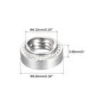 Built Different Stainless Steel Self Clinching Rivet Nuts With Smooth Round Head 0.14 inch height and diameter specifications shown.