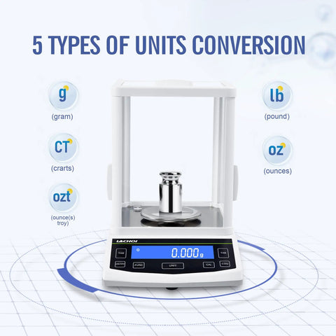 Analytical Balance 500g Capacity 0.001g Accuracy Lab Scale with Windshield RS232 Interface for unit conversions display