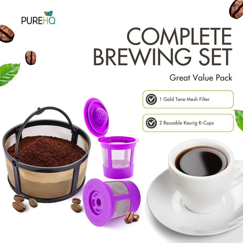 Reusable Gold Tone Mesh Coffee Filter With 2 Refillable K Cup Pods For Keurig K Duo Essentials And K Duo Brewers Machine Easy Clean Design Money Saving Value Pack