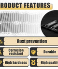 Front view: 50pcs stainless steel extension springs with hook ends, 1/4 x 1-1/2 in