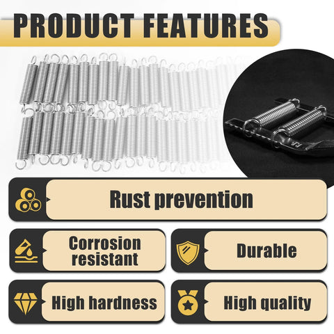 Front view: 50pcs stainless steel extension springs with hook ends, 1/4 x 1-1/2 in