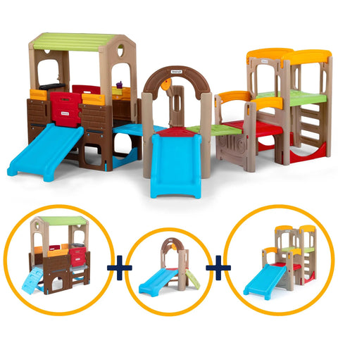 Young Explorers Modular Outdoor Playset For Kids Ages 18 Months To 6 Years with slide, playhouse, and climb features