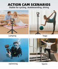 21 Inch Grab And Go Portable Selfie Stick Tripod With Quick Release Magnetic Lock For X5 Ace Pro 2 And 360 Action Cameras in various sports scenarios