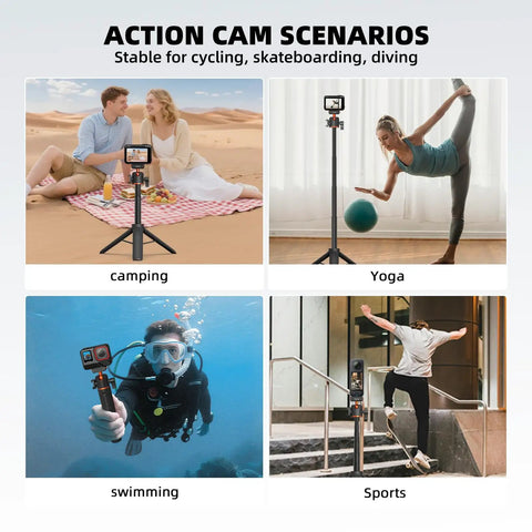 21 Inch Grab And Go Portable Selfie Stick Tripod With Quick Release Magnetic Lock For X5 Ace Pro 2 And 360 Action Cameras in various sports scenarios