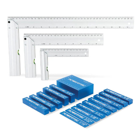 Pro Grade Setup Block Kit With 15 Pieces And 3 Inch Bars Plus L Shaped Squares for woodworking tool alignment