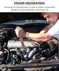 Man working on a car engine with a wrench from the Heavy Duty Garage Ready Car Hexagon Wrench Kit And Socket Combination Set With Spline Adapters And 12 Point Sockets For Dependable Auto Mechanics And Vehicle Maintenance.