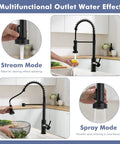 Matte Black Touchless Kitchen Faucet With Motion Sensor Hands Free Operation Pull Down Sprayer Stream and Spray Modes