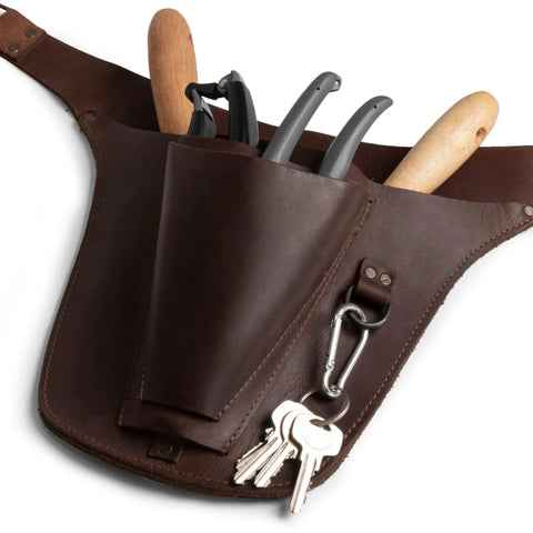 Leather Florist Tool Belt For Men And Women Adjustable Lightweight Garden Tool Belt with gardening tools and key holder