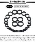 All In One Black Silicone Ear Gauges Kit For Stretching Ears With 15 Sizes From 10G To 25mm displayed in a circle arrangement