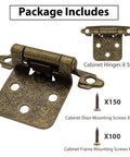 1/2 Inch Overlay Cabinet Door Hinges Featuring Durable Antique Brass Coating And Smooth Self Closing Action, close-up of package contents.