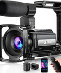 5K UHD Video Camcorder With 48MP Photos, WiFi Vlogging Camera featuring IR Night Vision, Anti Shake, and Handheld Stabilizer