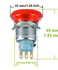 Emergency Stop Button Switch 22mm Mount With 12 To 220V 3A 1NO 1NC 1C SPDT Self Locking Latch Stainless Steel 32mm Mushroom Head