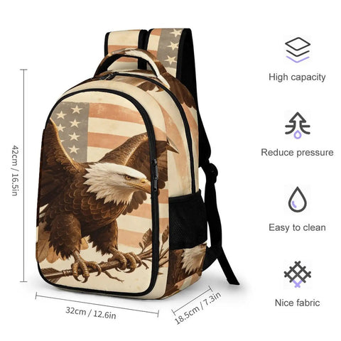 Antique Eagle Arrow Branch Printed Unisex Backpack Large Capacity Durable Polyester Daypack for School Travel and Everyday Use