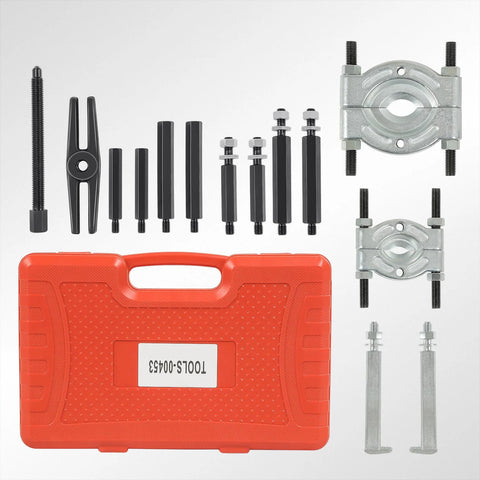 Heavy Duty Dual Chuck Bearing Puller Set 5 Ton Capacity 14 Piece Bearing Separator Puller Kit with Jaws, Yoke, Screws, Red Case