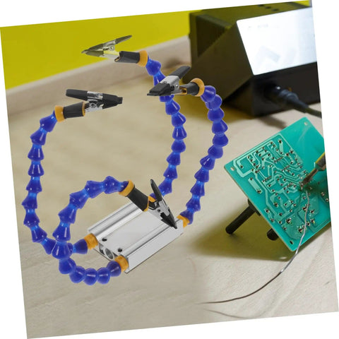 Heavy-Duty Soldering Helping Hand Tool With Flexible Arms And Welding Station Holder For Expert Pcb Repair on workbench