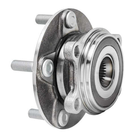 Pair Front Wheel Bearing Hubs Assembly For 2014-2018 Mazda 3 And 2016-2020 Mazda CX-3, 5-Bolt ABS Encoder Front Hub Bearings Replacement, 2 Pack, DIY Friendly Install For A Smooth Ride, showing a single 5-bolt hub unit close up.