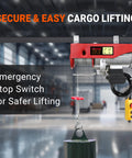 Beefy 110V Electric Hoist Winch 440 Lbs Capacity with 14 Ft Wired Control in warehouse setting