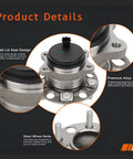 Rear Wheel Hub And Bearing Assembly For Hyundai Sonata 2015-2019, Tucson 2016-2021, highlighting quad lid seal and steel bolts